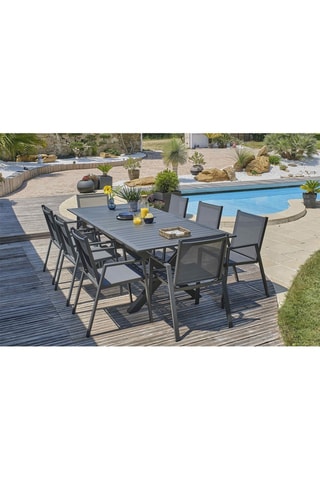 Ensemble de jardin Floride - 8 places - Fauteuils empilables - Table extensible