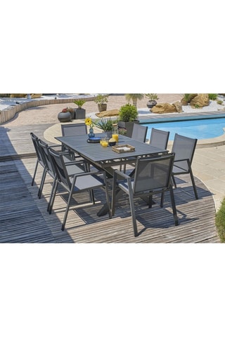 Ensemble de jardin Floride - 8 places - Fauteuils empilables - Table extensible