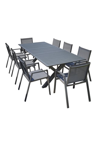 Ensemble de jardin Floride - 8 places - Fauteuils empilables - Table extensible
