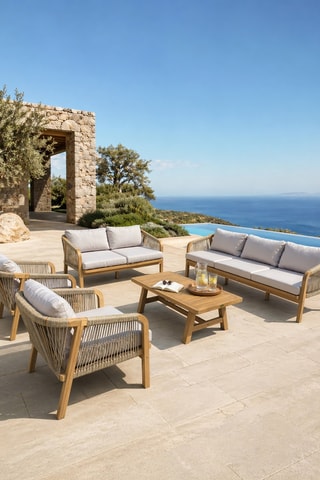 Salon de jardin Serena - Beige - 7 places