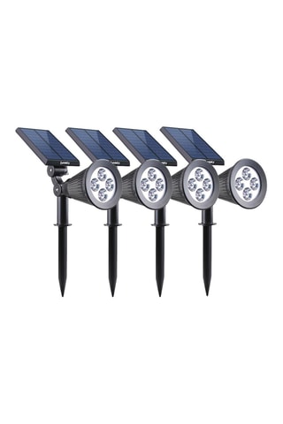 4 spots solaires LED d’extérieur Spiky - Noir - 4 x 5 W