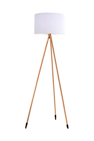 Lampadaire LED Tamboury wood - Blanc et imitation bois