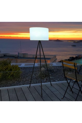 Lampadaire trépied LED Tamboury C150 - Blanc et imitation bois - 5 W