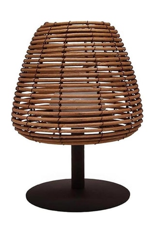 Lampe de table sans fil LED en rotin - Marron