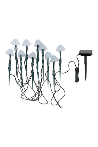 10 mini-champignons lumineux solaires LED Champy - Noir et blanc