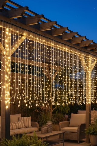 Guirlande lumineuse rideau solaire Yogy Curtain 100 - Blanc chaud - 0,3 W