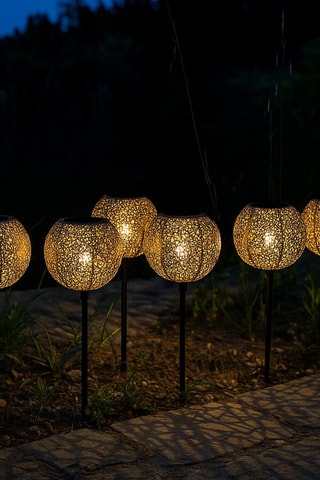6 balises solaires LED Agadir - Doré