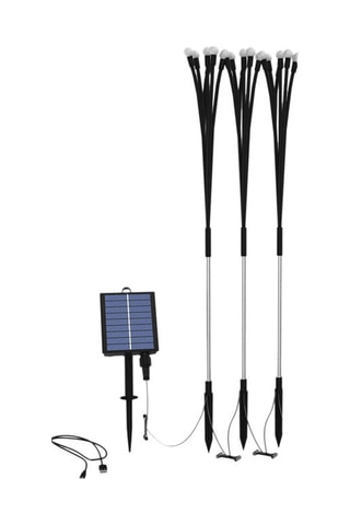 3 torches solaires LED Lyra - Noir - 8 h - 15 lm