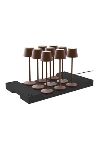 9 Lampes de table EMILY Rouille + base de chargement