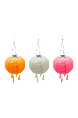 3 lampions solaires LED Shangri La - Blanc, orange et rose - 3 x 1 W