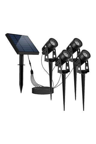 4 spots solaires LED reliés avec panneau solaire déporté 4 en 1 Roundy - Noir - 4 x 5 W