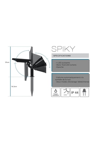 2 spots solaires LED 2 en 1 Spiky - Noir - 2 x 5 W