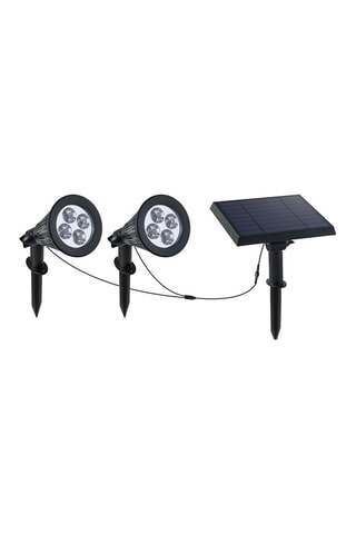 Double spot solaire 2-en-1 à piquer ou à fixer - Noir - 2 x 5 W