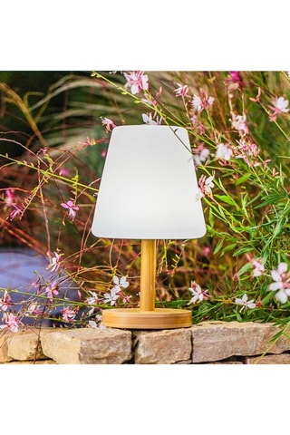 Lampe de table LED sans fil Standy Mini Wood - Blanc et naturel