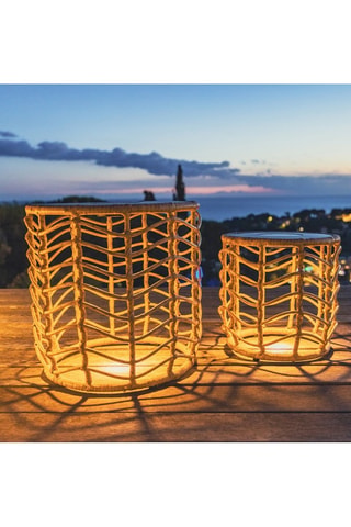 2 tables lumineuses solaires LED Nerita - 50 x 33 cm et 70 x 51 cm