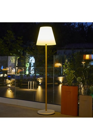 Lampadaire sur pied en bois rechargeable Standy Wood Solar - Naturel et blanc - 6,4 W