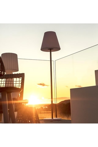 Lampadaire sur pied en bois rechargeable Standy Wood Solar - Naturel et blanc - 6,4 W