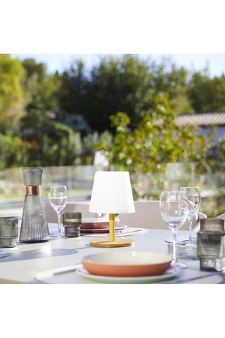 Lampe LED Standy Mini Wood Solar - Marron et blanc