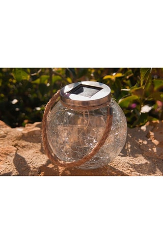 2 boules solaires micro LED Crack Ball Cord - Argenté et beige