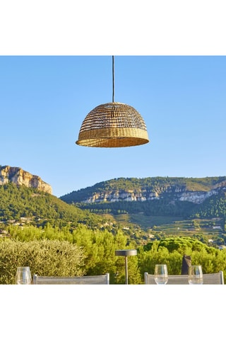 Suspension LED d’extérieur en rotin Cesare Solar - Naturel