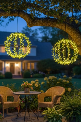 2 suspensions solaires d'extérieur LED Ball Festy - Blanc - 2 x 0,6 W