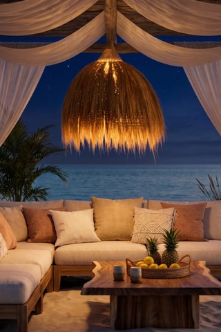 Suspension en herbe de rayung Masai - Beige
