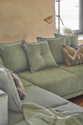 Canapé d’angle gauche convertible Lazy - Gris clair - 6 places- Dimensions couchage 140 x 210 cm