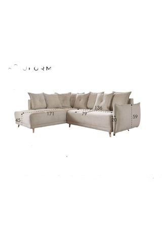 Canapé d’angle gauche convertible Lazy - Gris clair - 6 places- Dimensions couchage 140 x 210 cm