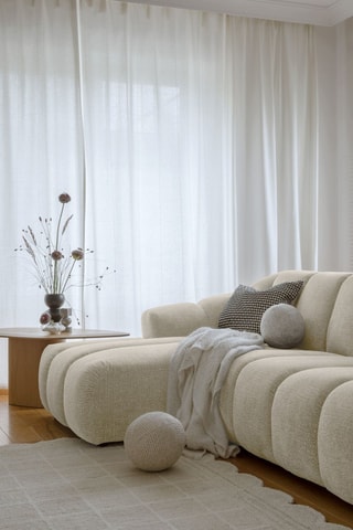 Canapé d'angle gauche modulaire Shell - Beige - 6 places - En tissu structuré anti-tâche - Pet Friendly