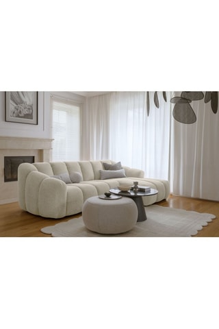 Canapé d’angle droit modulaire Shell - Beige - 4 places - En tissu structuré anti-tâche - Pet Friendly