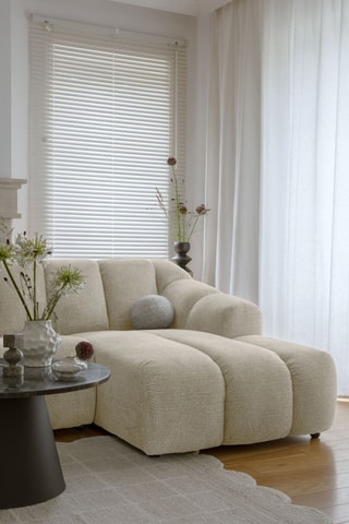 Canapé d’angle droit modulaire Shell - Beige - 4 places - En tissu structuré anti-tâche - Pet Friendly