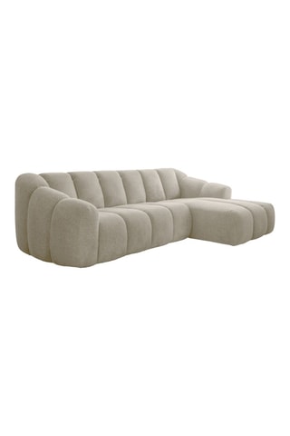 Canapé d’angle droit modulaire Shell - Beige - 4 places - En tissu structuré anti-tâche - Pet Friendly