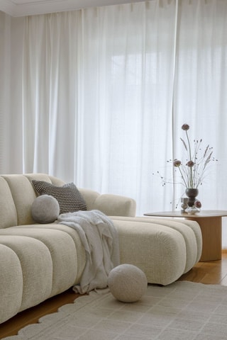 Canapé d’angle droit modulaire Shell - Beige - 6 places - En tissu structuré anti-tâche - Pet Friendly
