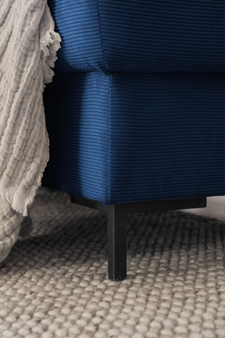 Canapé d’angle gauche convertible Lofty Lilly - Bleu marine - 6 places - En velours côtelé  toucher velours