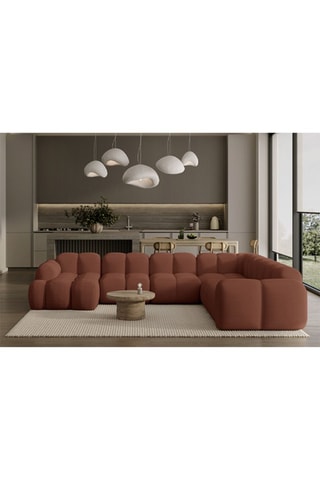 Canapé d’angle droit modulaire Cloud - Rouge brique - 8 places - En tissu structuré anti-tâche - Pet Friendly