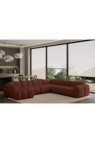 Canapé d’angle droit modulaire Cloud - Rouge brique - 8 places - En tissu structuré anti-tâche - Pet Friendly