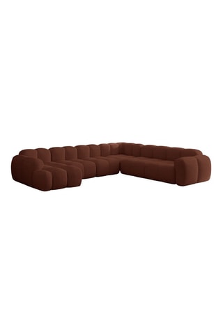 Canapé d’angle droit modulaire Cloud - Rouge brique - 8 places - En tissu structuré anti-tâche - Pet Friendly