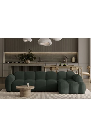 Canapé d’angle droit modulaire symétrique Cloud - Vert foncé - 4 places - En tissu structuré anti-tâche - Pet Friendly