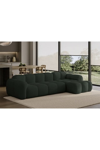 Canapé d’angle droit modulaire symétrique Cloud - Vert foncé - 4 places - En tissu structuré anti-tâche - Pet Friendly