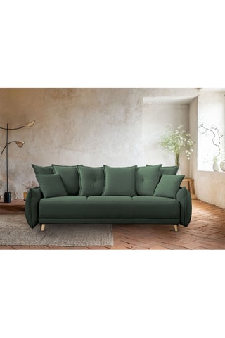 Canapé convertible Lazy Lukka - Vert bouteille - 3 places - En toucher velours côtelé