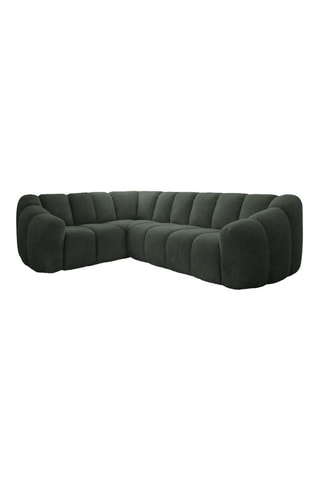 Canapé d’angle gauche modulaire Shell - Vert foncé - 6 places - En tissu structuré anti-tâche - Pet Friendly