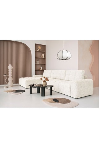 Canapé d’angle modulable convertible Lulu - Beige - 5 places - En tissu structuré chiné