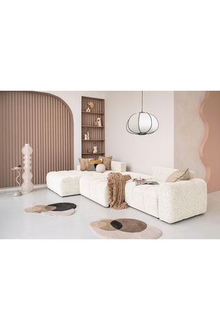 Canapé d’angle modulable convertible Lulu - Beige - 5 places - En tissu structuré chiné