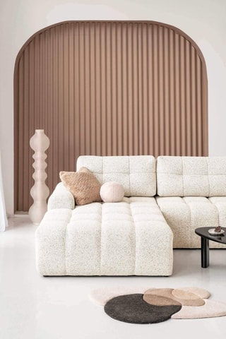 Canapé d’angle modulable convertible Lulu - Beige - 5 places - En tissu structuré chiné