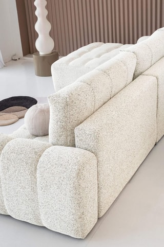 Canapé d’angle modulable convertible Lulu - Beige - 5 places - En tissu structuré chiné