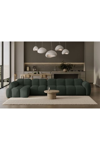 Canapé d’angle gauche modulaire Cloud - Vert foncé - 6 places - En tissu structuré anti-tâche - Pet Friendly