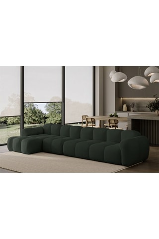 Canapé d’angle gauche modulaire Cloud - Vert foncé - 6 places - En tissu structuré anti-tâche - Pet Friendly