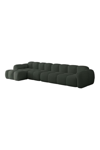 Canapé d’angle gauche modulaire Cloud - Vert foncé - 6 places - En tissu structuré anti-tâche - Pet Friendly