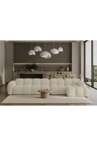 Canapé d’angle droit modulaire Cloud - Beige - 6 places - En tissu structuré anti-tâche - Pet Friendly