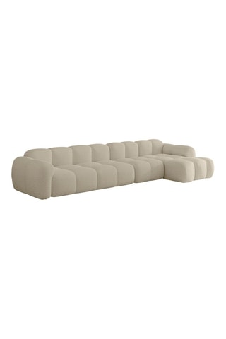 Canapé d’angle droit modulaire Cloud - Beige - 6 places - En tissu structuré anti-tâche - Pet Friendly